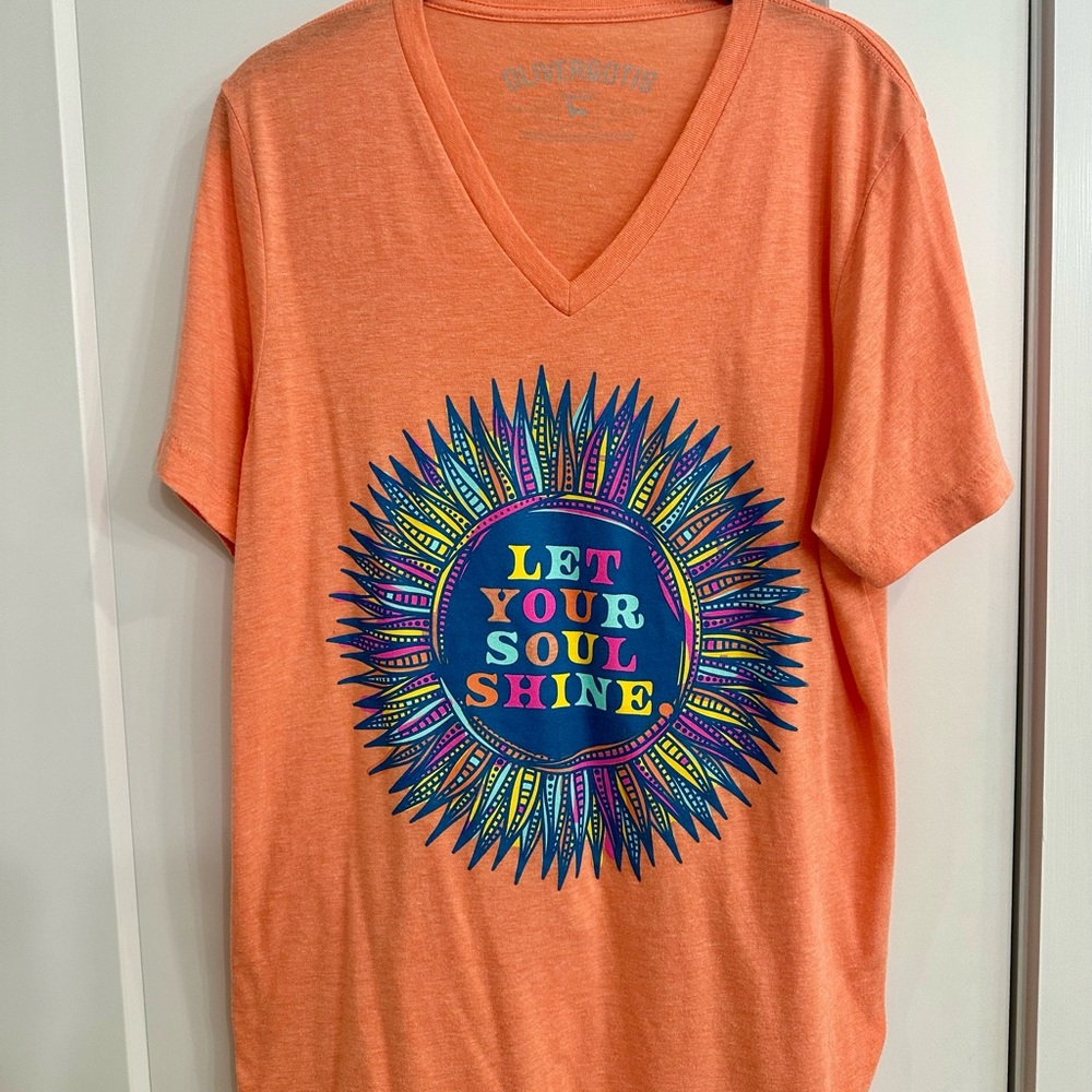 Let Your Soul Shine Orange V-Neck Tee